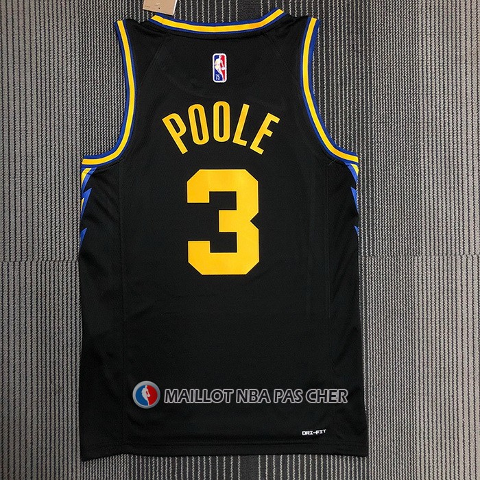 Maillot Golden State Warriors Jordan Poole NO 3 Ville 2021-22 Noir